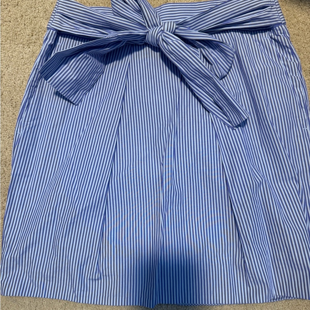 J. Crew Blue and White Striped A-Line Skirt